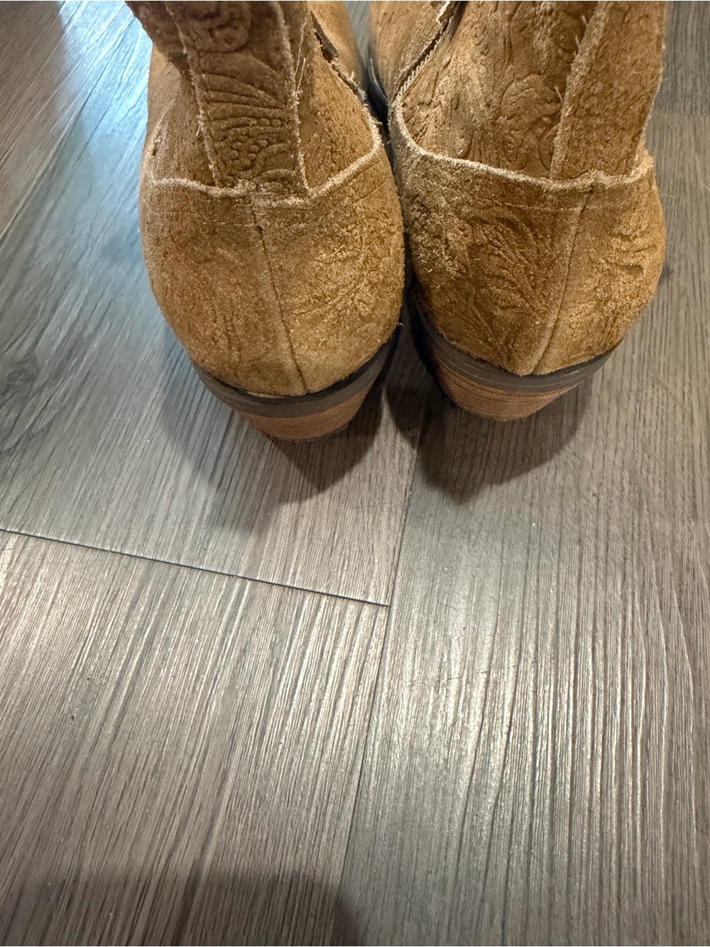 Yellow Box Suede Ankle Booties in Camel Brown - Picture 4 of 6